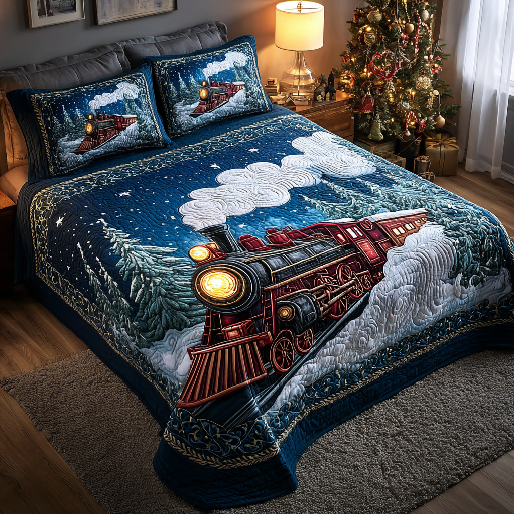 Christmas Route 3-Piece Quilted Bedding Set NCU0DK10587
