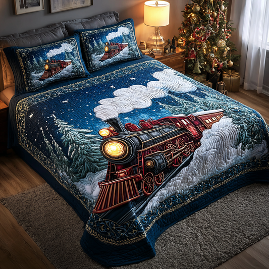 Christmas Route 3-Piece Quilted Bedding Set NCU0DK10587