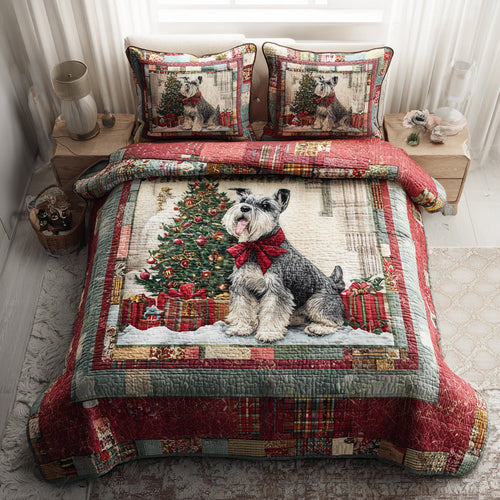 Christmas Schnauzer Charm 3-Piece Quilted Bedding Set NCU0HH397