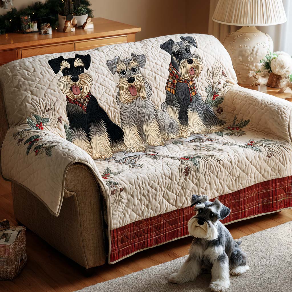 Christmas Schnauzer Quilted Sofa Cover NCU0NT11464