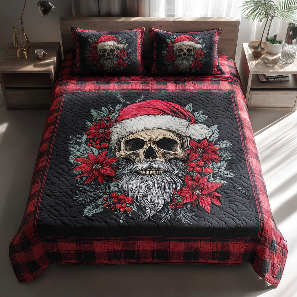 Christmas Skull Noel 3-Piece Quilted Bedding Set NCU0HH753