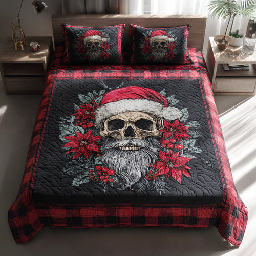 Christmas Skull Noel 3-Piece Quilted Bedding Set NCU0HH753