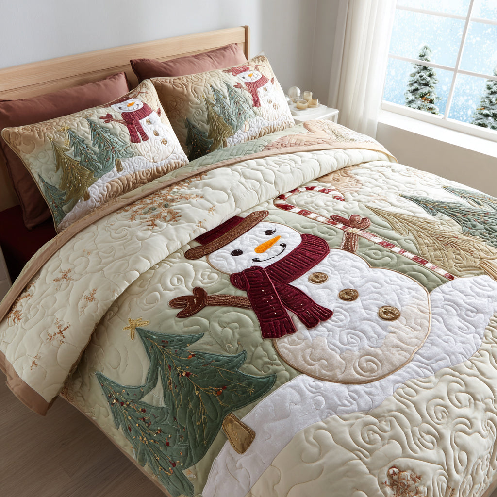 Christmas Snow 3-Piece Quilted Bedding Set NCU0DV8797