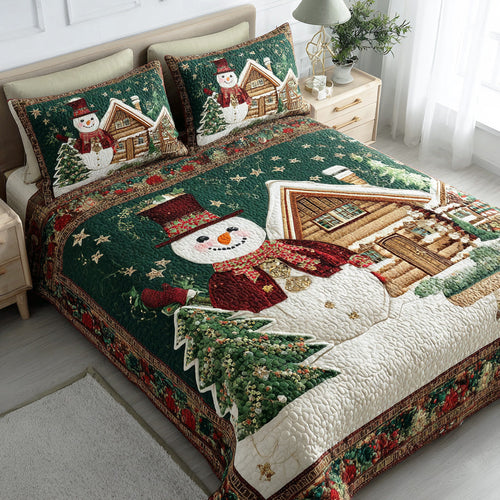 Christmas Snow Meadow 3-Piece Quilted Bedding Set NCU0TD1552