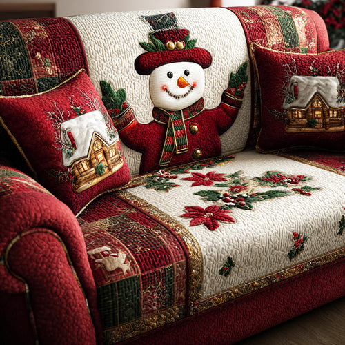 Christmas Snow Meadow Quilted Sofa Cover NCU0TD1524