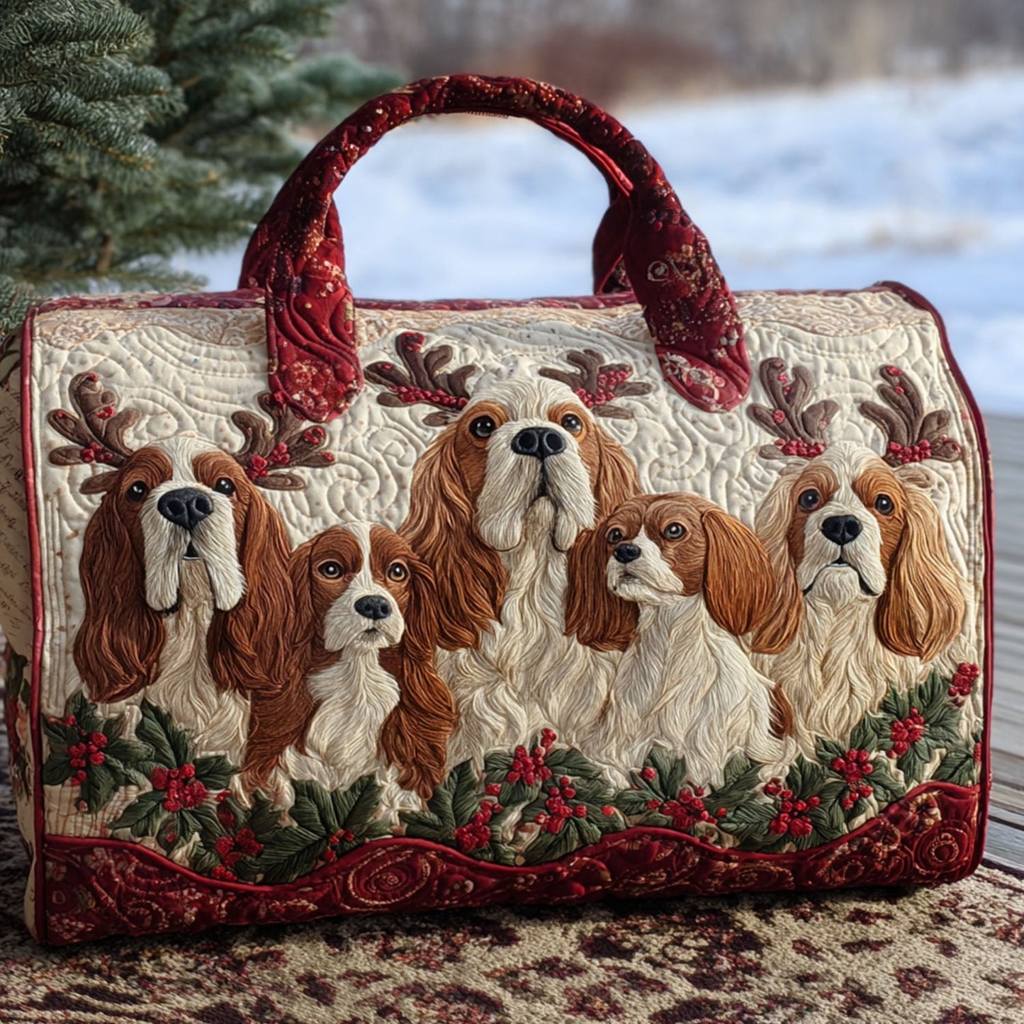Christmas Spaniel Quilted Duffle Bag NCU0PT9324