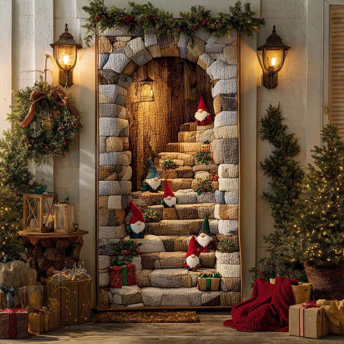 Christmas Stairlight Gnome Quilted Door Cover NCU0XD1601
