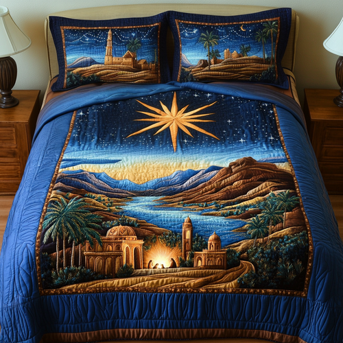 Christmas Star 3-Piece Quilted Bedding Set NCU0VH1167