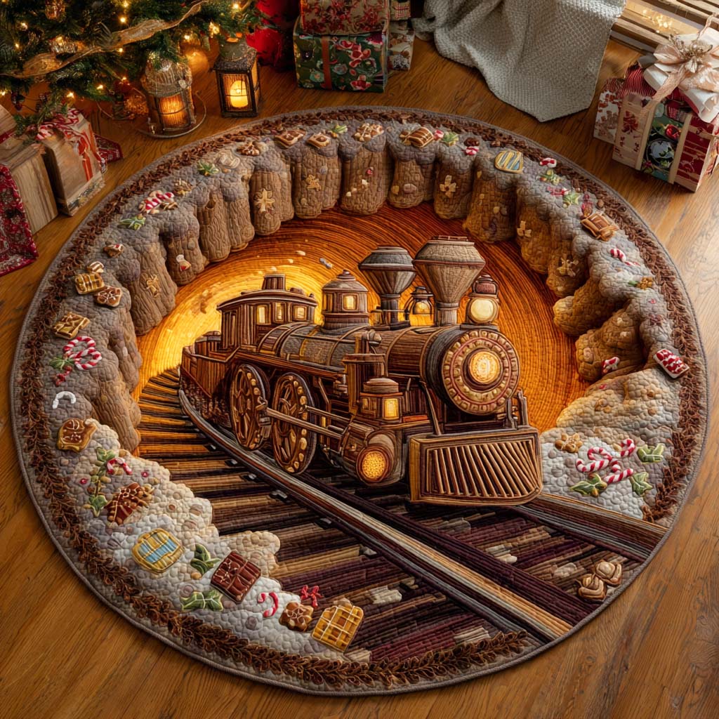Christmas Steam Cavern Quilted Round Mat NCU0XD1864