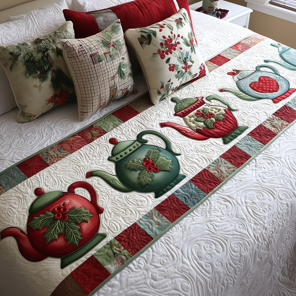 Christmas Teatime Quilted Bed Runner NCU0TH3726