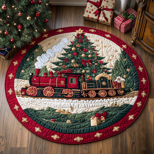 Christmas Toy Train Quilted Round Mat NCU0XD228