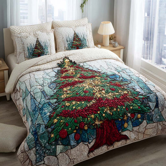 Christmas Tree 3-Piece Quilted Bedding Set NCU0NT11349