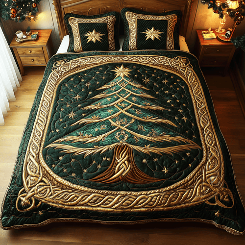 Christmas Tree Luxury 3-Piece Quilted Bedding Set NCU0TH2146