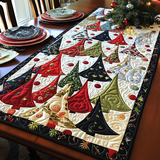 Christmas Tree Sparkle Quilted Table Runner NCU0PT1632