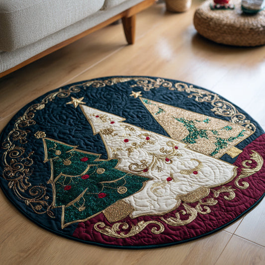 Christmas Tree Trio Quilted Round Mat NCU0HH266