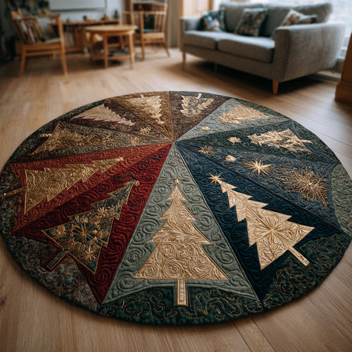 Christmas Tree Wheel Quilted Round Mat NCU0HH267