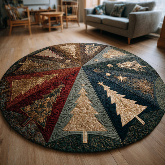 Christmas Tree Wheel Quilted Round Mat NCU0HH267