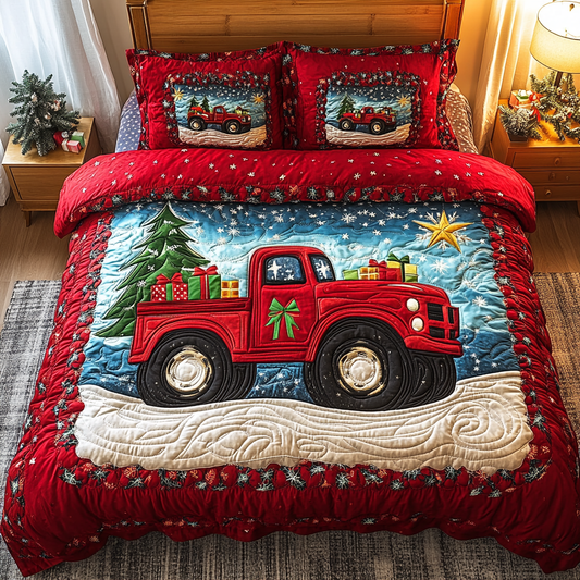 Christmas Truck Trek 3-Piece Quilted Bedding Set NCU0TL2261