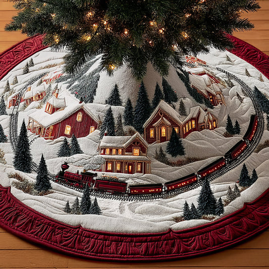 Christmas Village Alpine Express Quilted Christmas Tree Skirt NCU0HH816