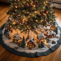 Christmas Village Hearth Glow Quilted Christmas Tree Skirt NCU0HH818