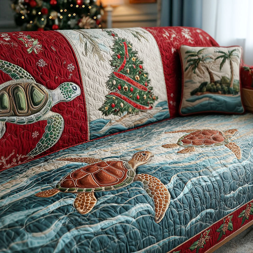 Christmas Wave Turtle Quilted Sofa Cover NCU0PT10695