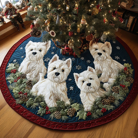 Christmas Westie Magic Quilted Christmas Tree Skirt NCU0DV8098