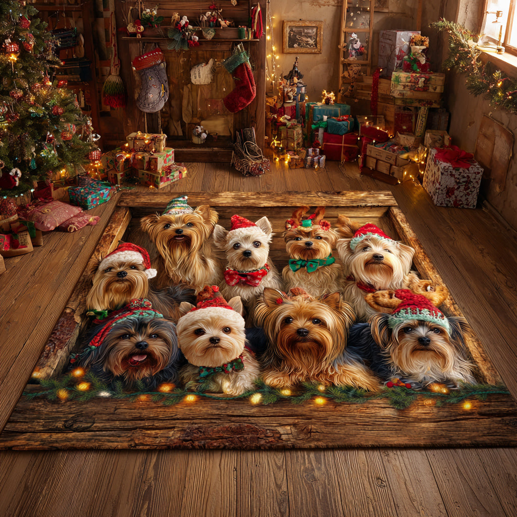 Christmas Yorkie Area Rug NCU0HH1444