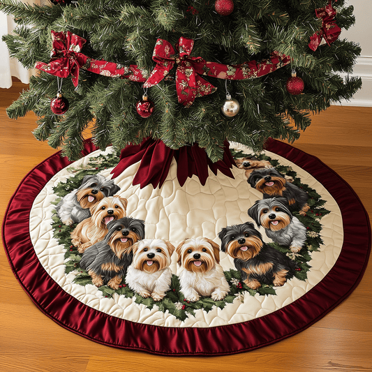 Christmas Yorkie Delight Quilted Christmas Tree Skirt NCU0TH2022