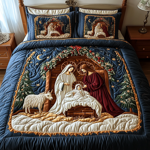 Christmastide Quilt 3-Piece Quilted Bedding Set NCU0VH846