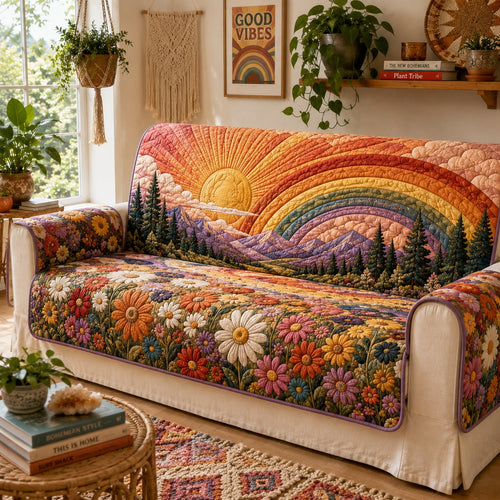 Chromatic Mountain Daybreak Quilted Sofa Cover NCU0VL3870