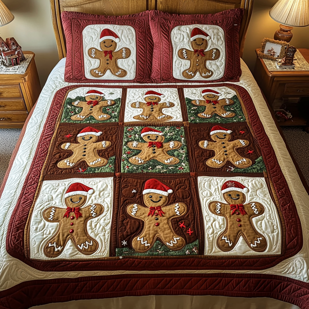 Cinnamon Cheer 3-Piece Quilted Bedding Set NCU0VH1033