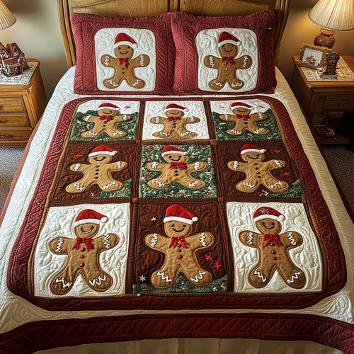Cinnamon Cheer 3-Piece Quilted Bedding Set NCU0VH1033