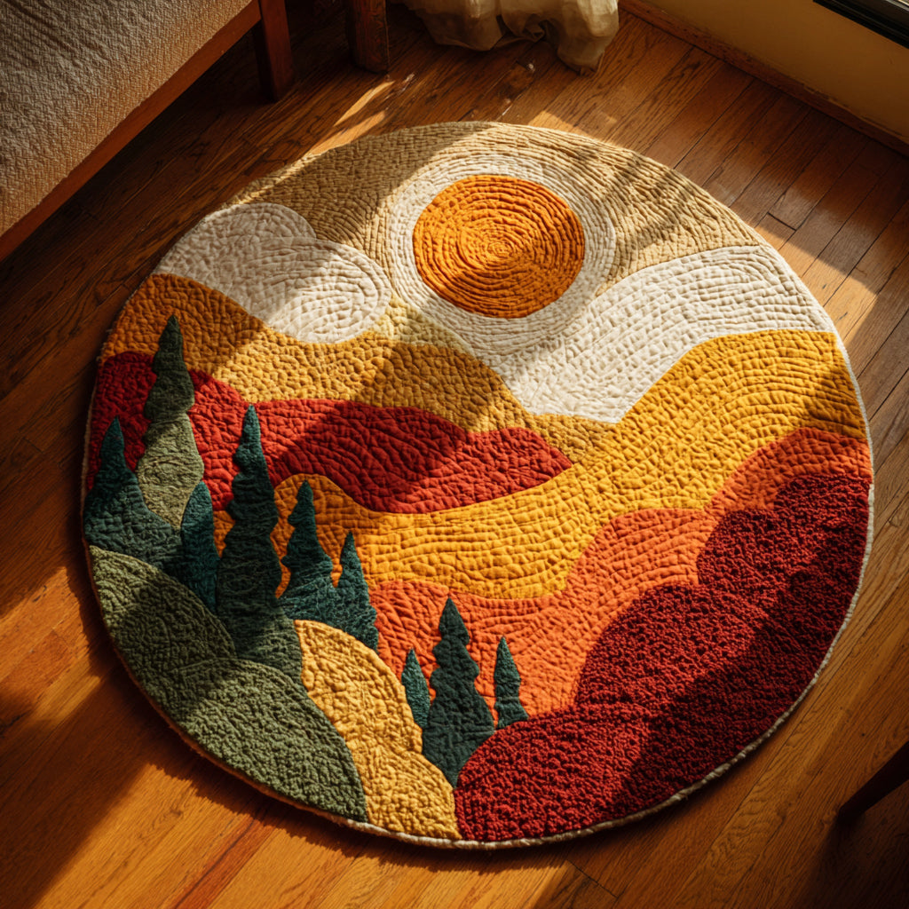 Cinnamon Sun Ridge Quilted Round Mat NCU0HH1708
