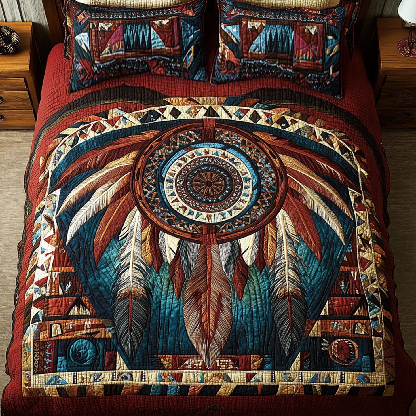 Circle of Spirits 3-Piece Quilted Bedding Set NCU0PT7372