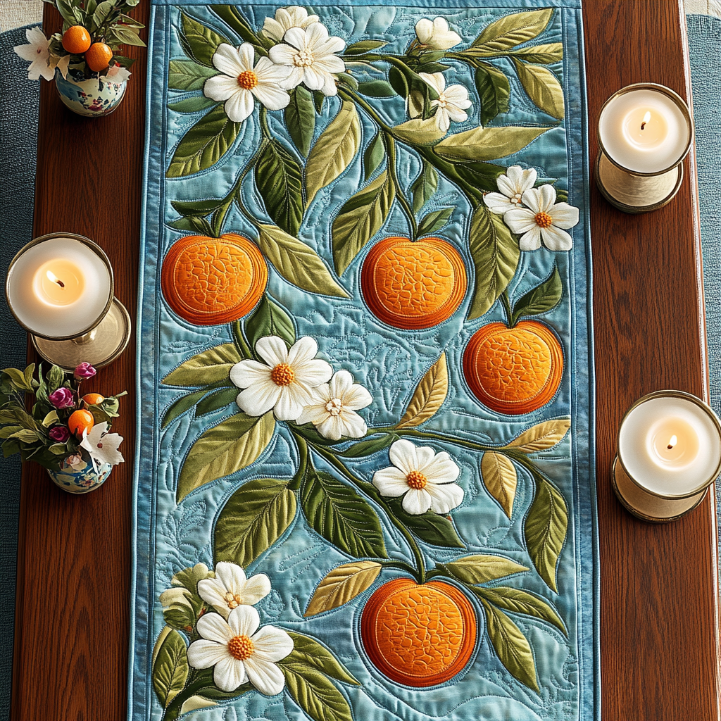 Citrus Bloom Quilted Table Runner NCU0VH4236