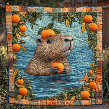Citrus Capybara Delight Quilted Blanket NCU0TH2699
