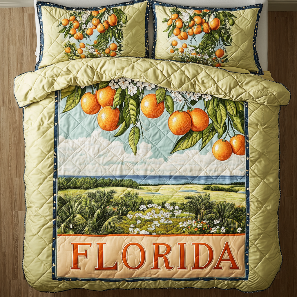 Hibicus Haven 3-Piece Quilted Bedding Set GFTOTP7901