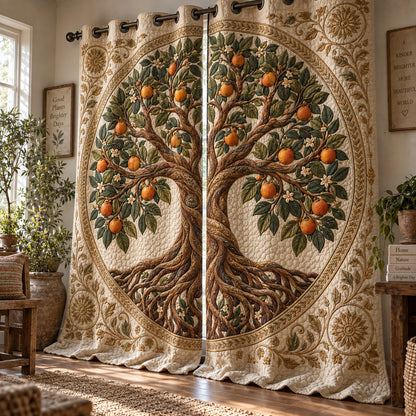 Citrus Orchard Bloom Quilted Curtains NCU0VL4005
