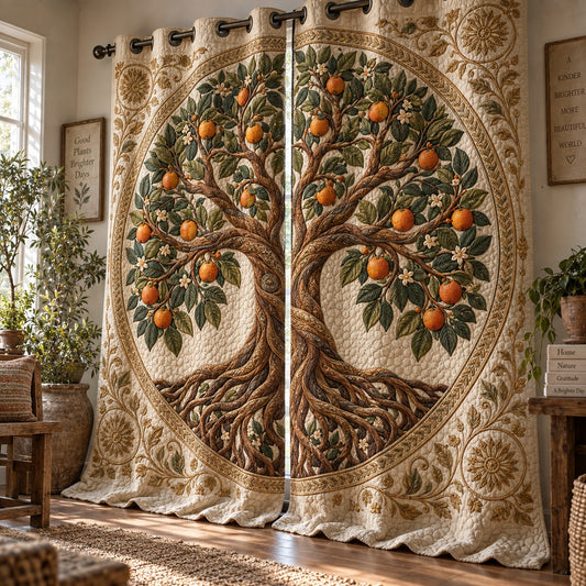 Citrus Orchard Bloom Quilted Curtains NCU0VL4005