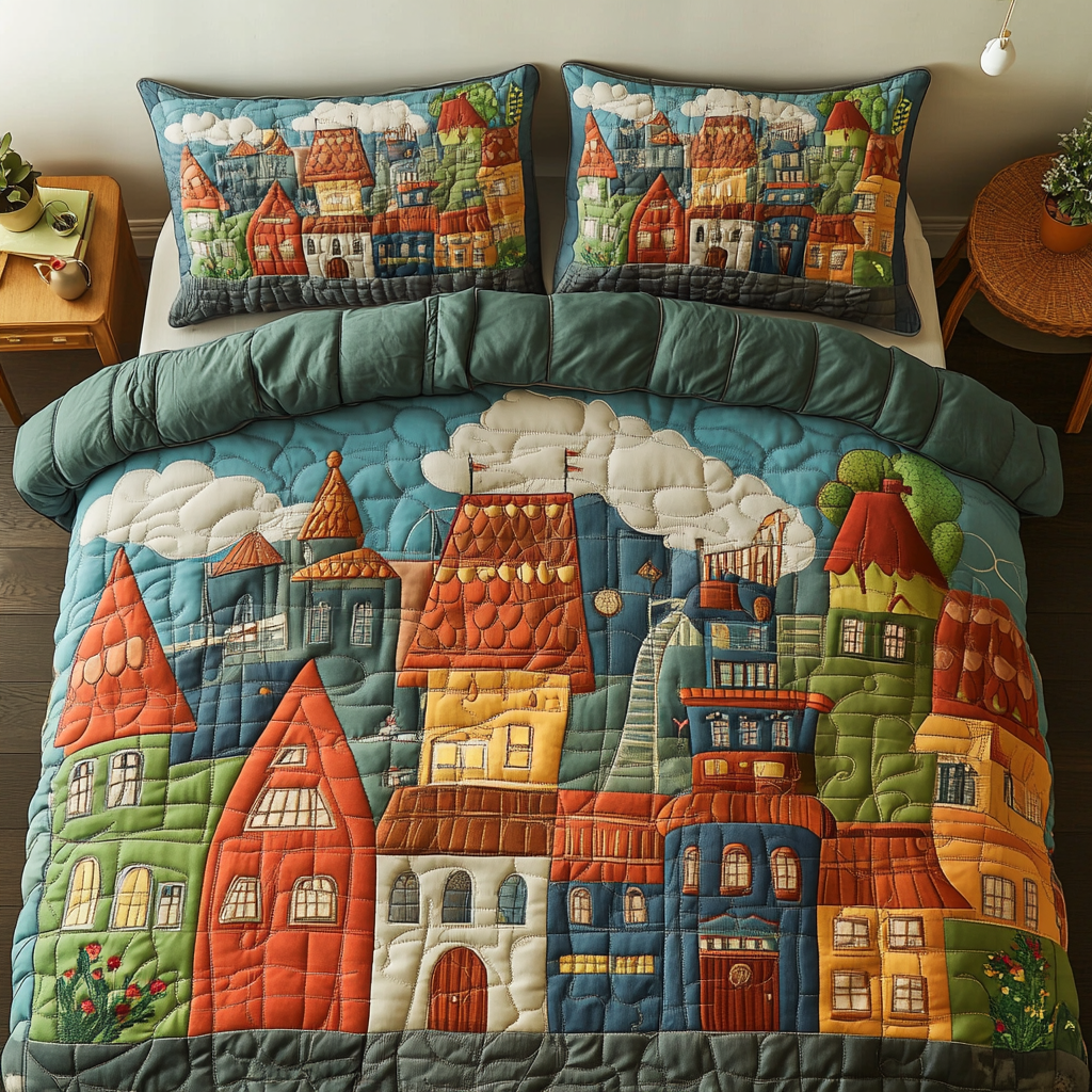 Cityscape Dream 3-Piece Quilted Bedding Set NCU0DK7817