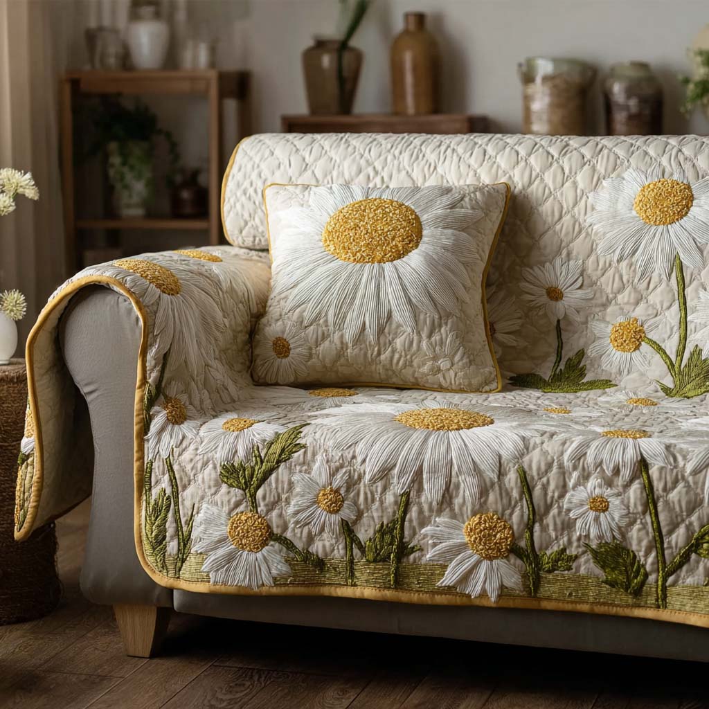 Classic Daisy Quilted Sofa Cover NCU0HH1833