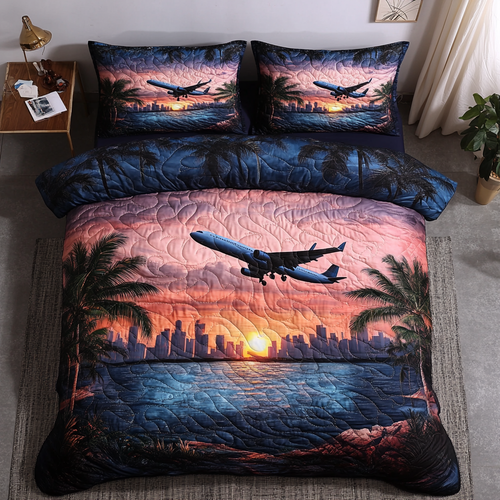 Classic Airplane 3-Piece Quilted Bedding Set NCU0DK7867