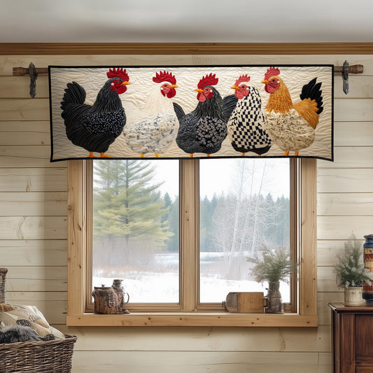 Classic Black White Chickens Quilted Valance NCU0NT5172