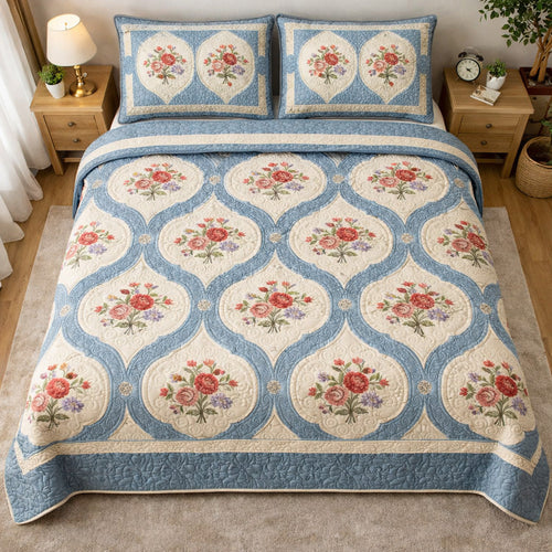 Classic Bloom 3-Piece Quilted Bedding Set NCU0TV1709