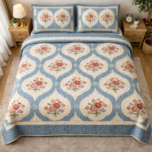 Classic Bloom 3-Piece Quilted Bedding Set NCU0TV1709