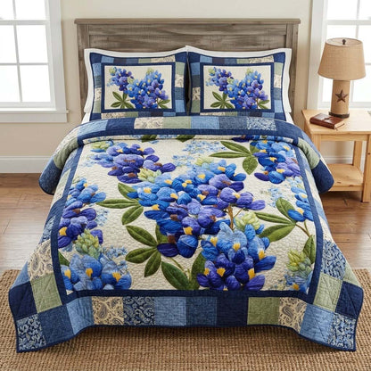 Classic Blue Floral 3-Piece Quilted Bedding Set NCU0QD007