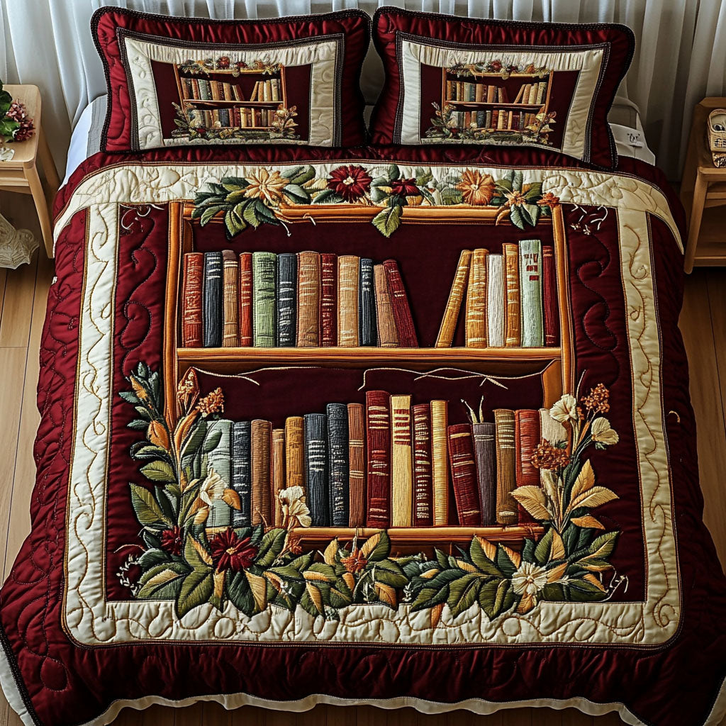 Classic Bookshelf 3-Piece Quilted Bedding Set NCU0NT4074