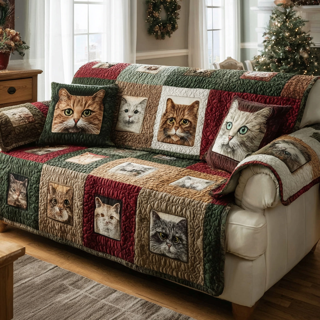 Classic Cat Gallery Quilted Sofa Cover NCU0HH1745