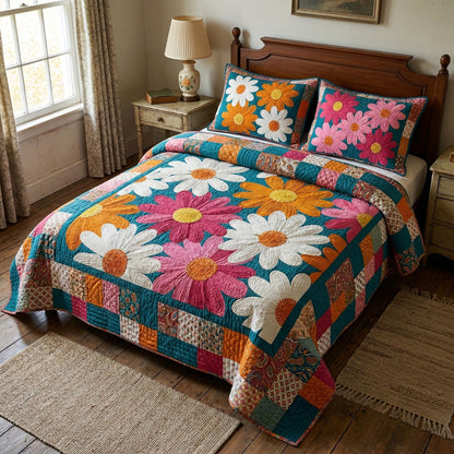 Classic Daisy Patchwork 3-Piece Quilted Bedding Set NCU0NT12481