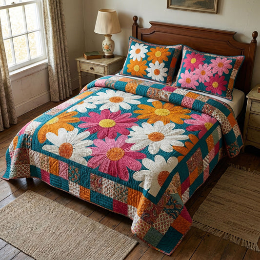 Classic Daisy Patchwork 3-Piece Quilted Bedding Set NCU0NT12481
